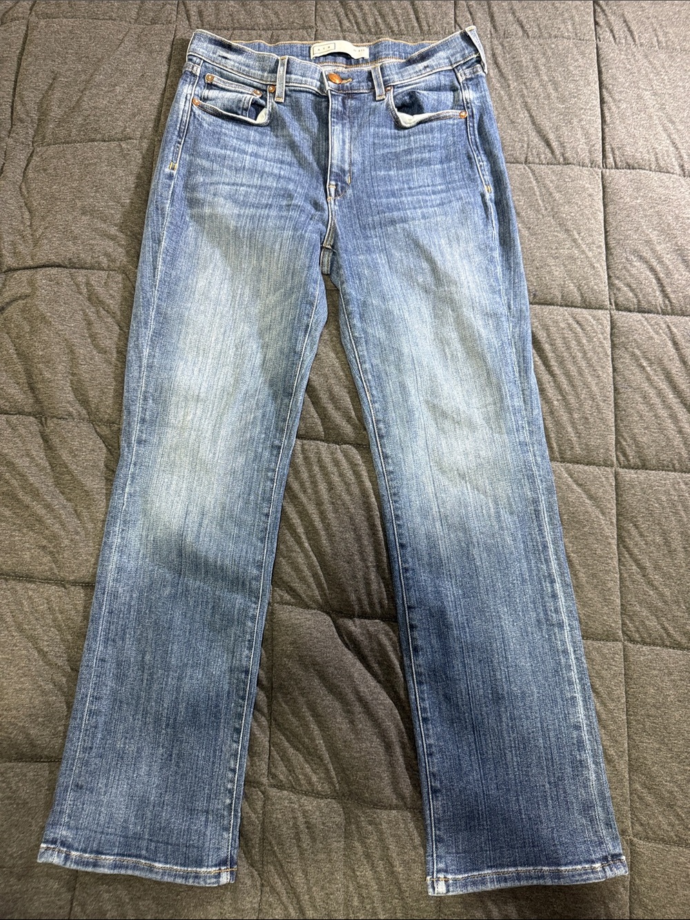 AYR The Pop Straight Leg Medium Wash Stretch Denim Jeans Size 31L